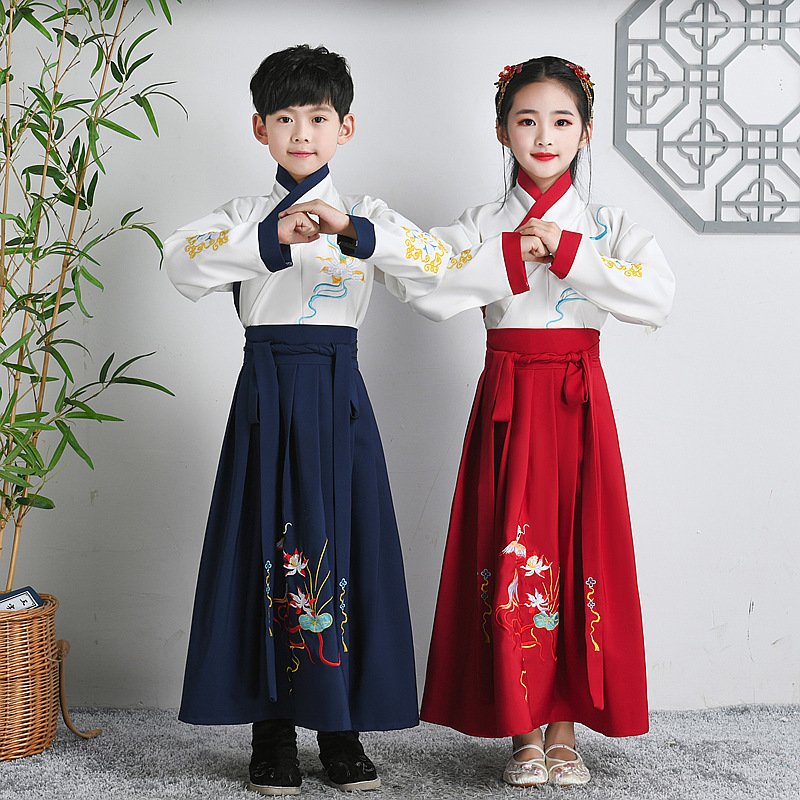 Childrens Chinese Hanfu chinese style ancient costume boys and girls ...