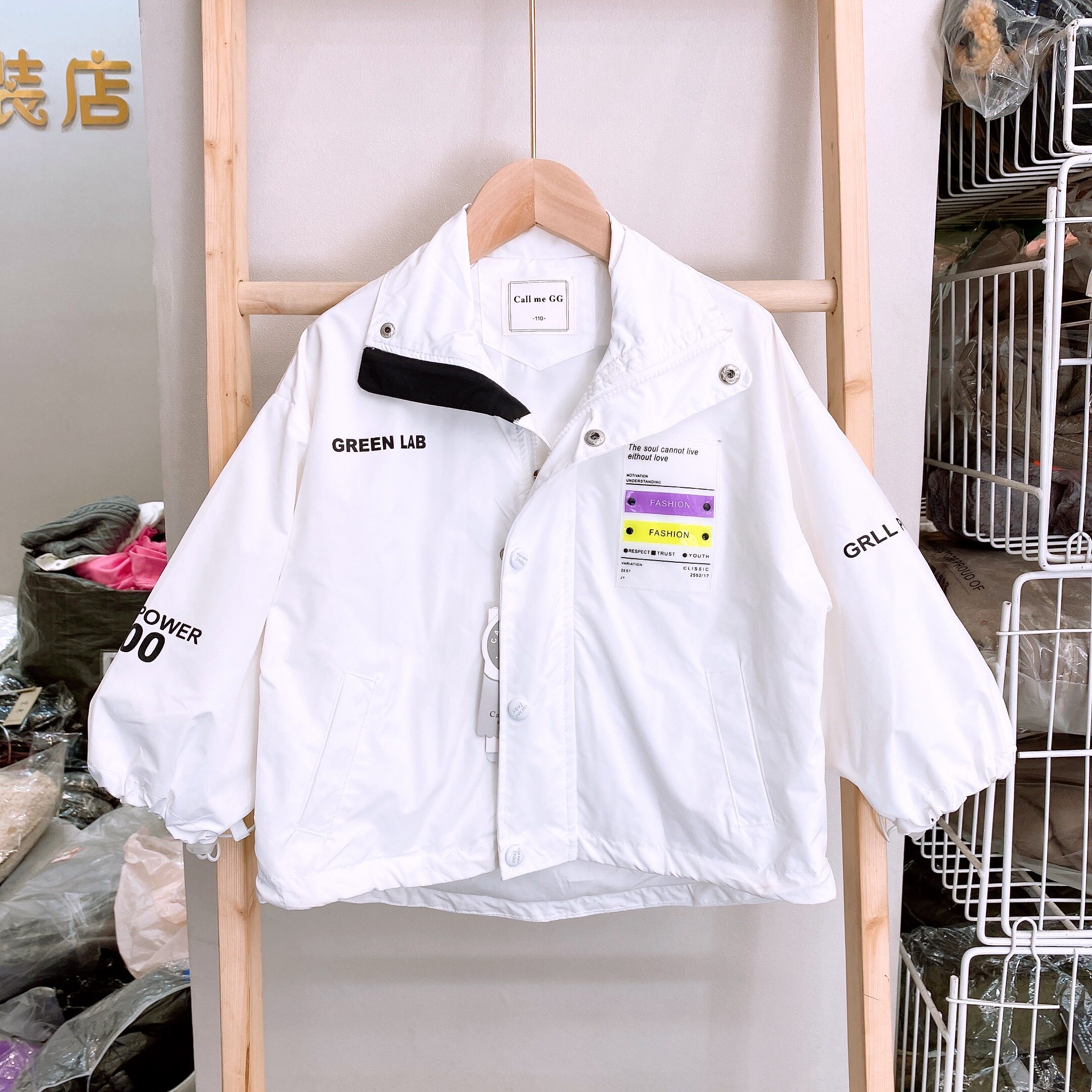 Spring and autumn children's middle and big children Korean version of foreign style labeling drawstring all-match coat jacket jacket charge 91222