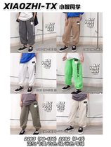 Little classmate 2022 spring and autumn letter childrens middle and big childrens knitted pants Korean version of foreign style sports trousers and pants 2282