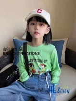 Korean new product 2022 spring childrens clothing childrens girls thread cartoon long-sleeved round neck T-shirt cotton bottoming shirt 8213