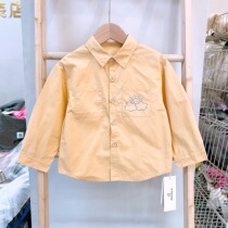 Chaola brand spring and autumn childrens Korean version of foreign style pure cotton embroidery all-match pocket long-sleeved shirt 22107