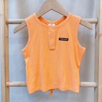 Brand summer childrens high school girls Korean version all-match super soft elastic back drawstring sleeveless T-shirt vest 18310