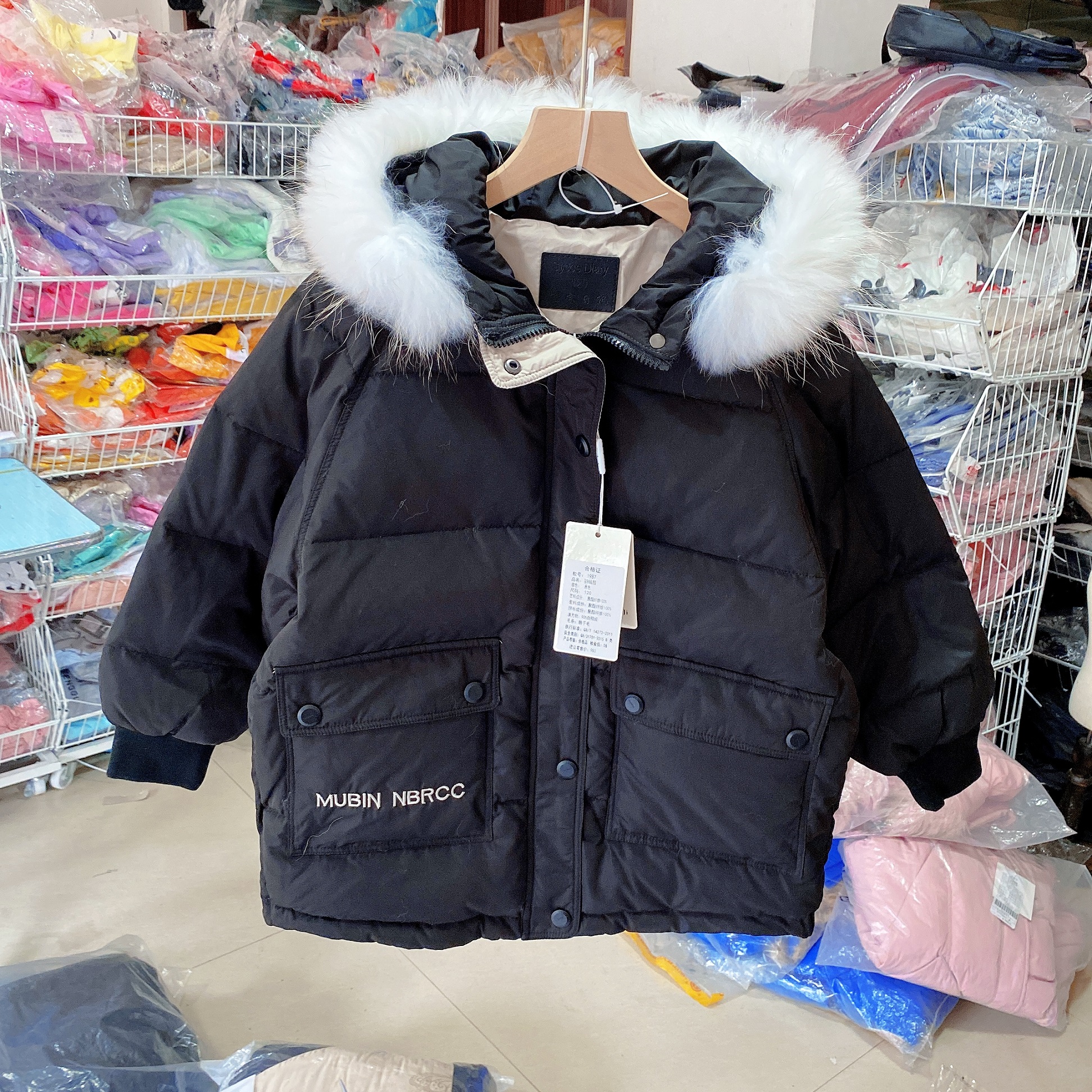 Winter boys and girls Korean version of foreign style ingot diary warm hooded short down jacket for big children