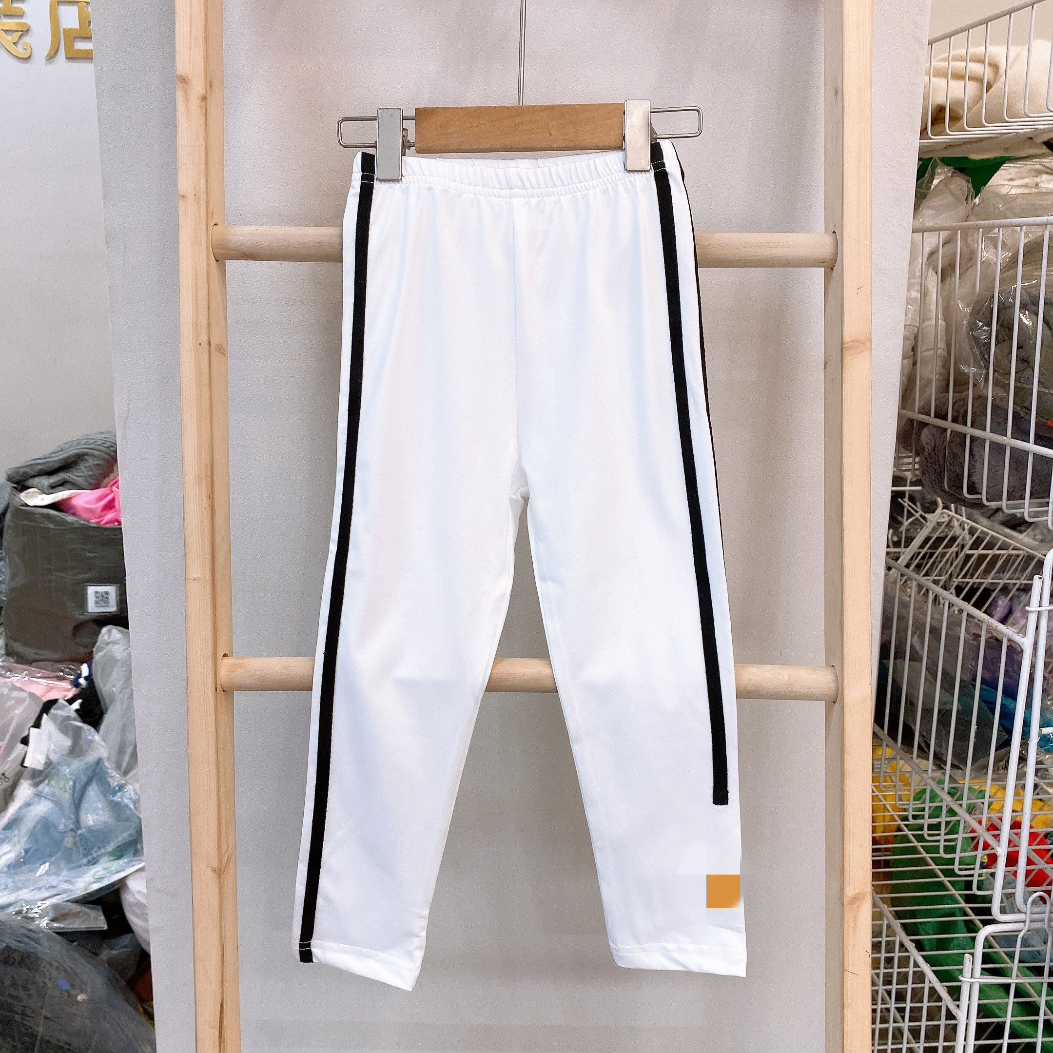 2022 Spring New Products Children's Pure Cotton Ribbon Side Strip Elastic Foot Pants Women's Leggings