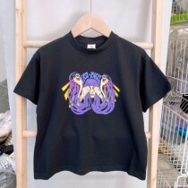 xx family Korean goods summer style medium and large children 100-170 pier like printing trendy short-sleeved T-shirt 31018 parent-child