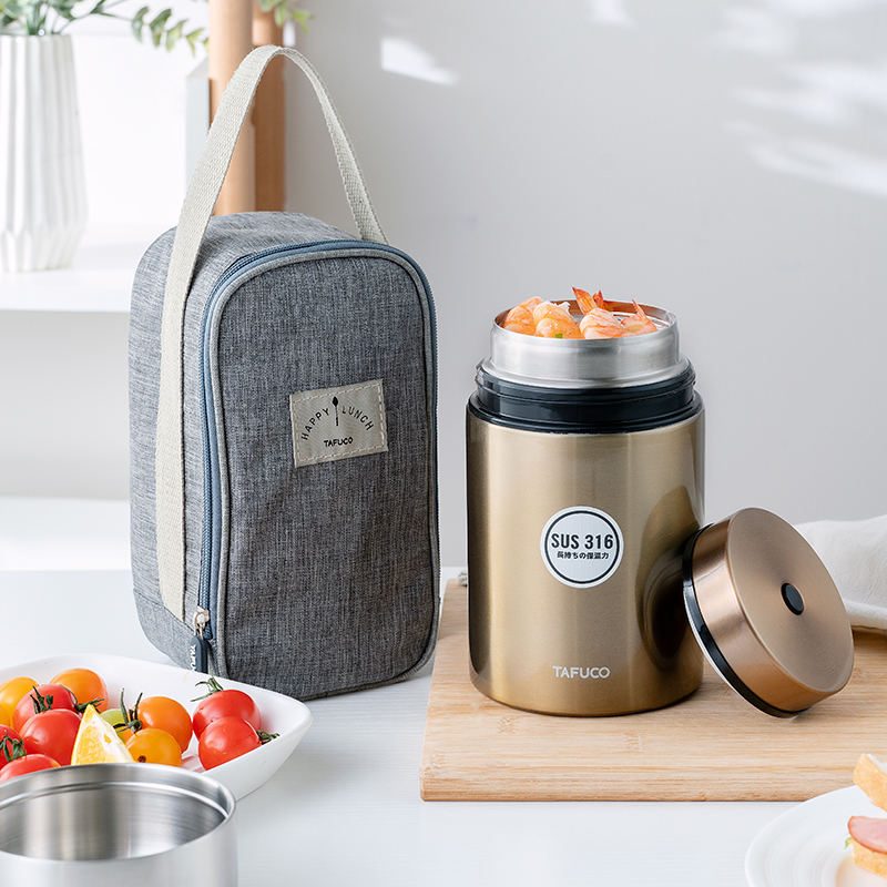 Japan Taifu high 316 stainless steel braised beaker Female super long heat insulation braised porridge artifact large capacity portable smouldering pot