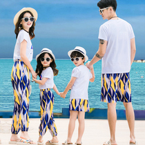 Sanya travel clothes Beach parent-child suit mother-daughter suit Western style two-piece island seaside vacation a family of three