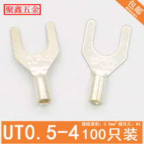 UT0 5-4 cold-pressed terminal U-shaped Y-fork bare end copper wire nose silver-plated copper wiring lug 100