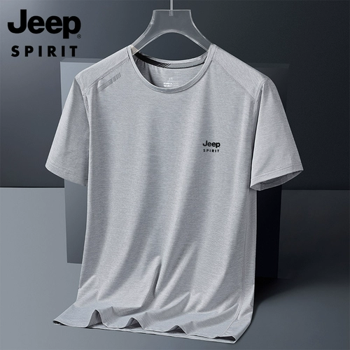 Jeep, джип, трендовая шелковая футболка с коротким рукавом для отдыха, коллекция 2023, круглый воротник