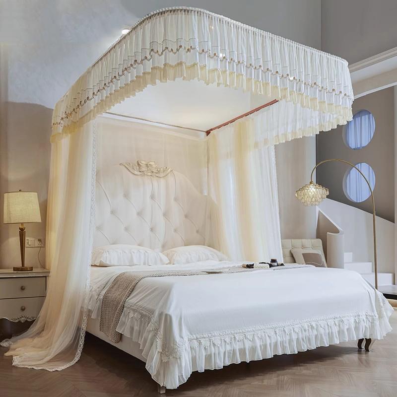 2026 New Model U-Shaped Rail Mosquito Net for Home Bedroom, Advanced Installation-Free Bracket Rod, Thickened Track, Retractable Floor-Standing