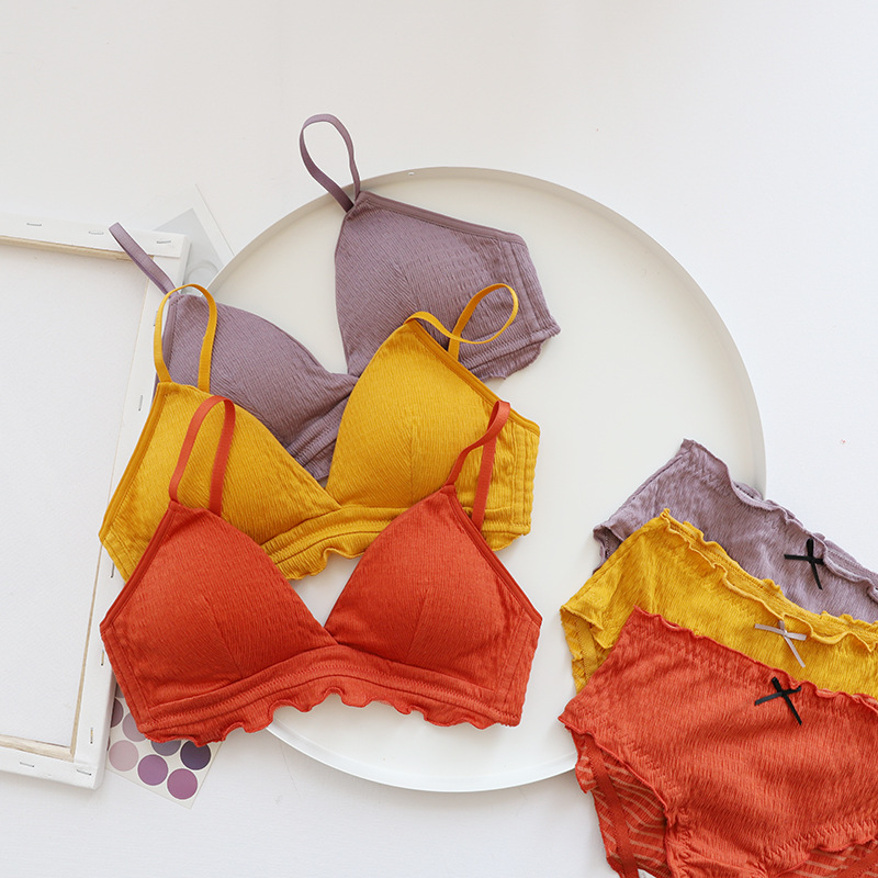 Bông Pháp tam giác cup áo ngực Bralette không thép vòng sexy cốc mềm ngực lớn diễn đồ lót vú nhỏ womens áo ngực.