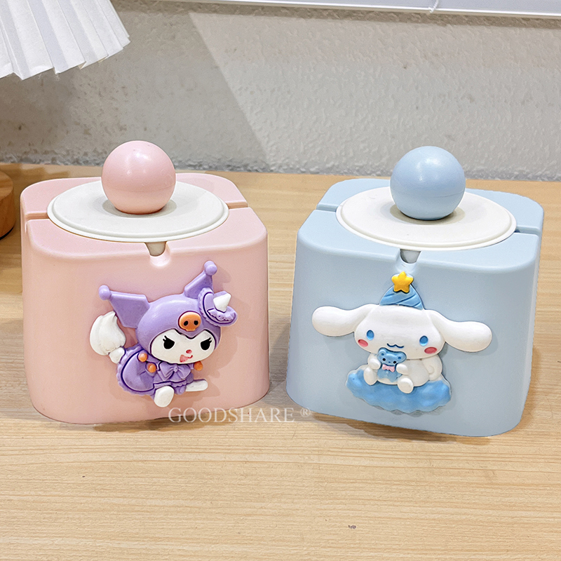 Ashtray with Lid to Prevent Ash from Flying, Office Desktop Decoration, Cute Cartoon Kuromi Ashtray for Home Living Room