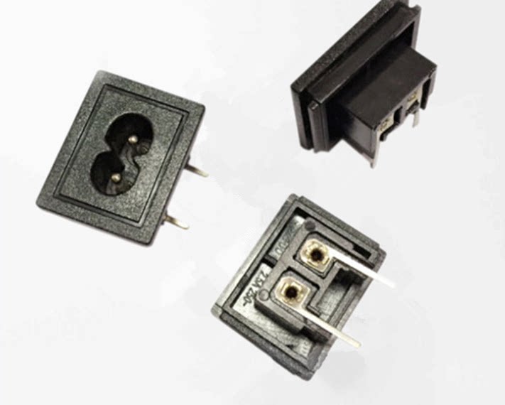 AC AC power socket Eight-word seat 8-word seat Two-hole industrial socket C8 big eight-character hollow