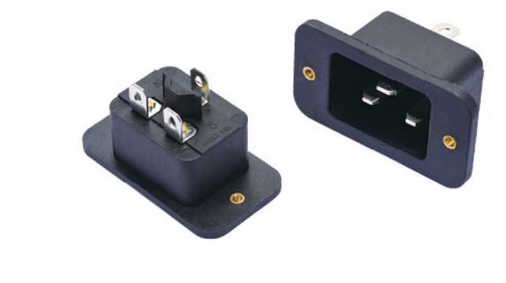 AC Power Socket Male 3 transverse tasting 250V16A with copper grain ear mounting screw fixing hole C20