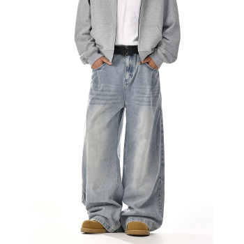 American Retro Washed Cleanfit Jeans for Men and Women, Spring & Fall Couples, Loose Casual Straight Wide-Leg Long Pants