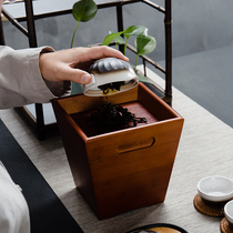 Shengyao retro tea residue bucket Bamboo small tea bucket Waste water bucket accessories Tea set drainage bucket Solid wood tea trash can