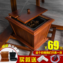 Shengyao retro tea bucket Bamboo small tea bucket Waste water bucket accessories Tea set drainage bucket Solid wood tea trash can