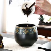 Sun Kilns Day Type Construction Water Ceramic Tea Residue Cylinder Large Waste Water Cylinder Water Pelvis Tea Tray Tea Set Accessories GOLD PILE FLOWER WATER WASH