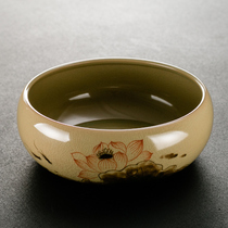 Home Kiln Home Ceramic Tea Wash Cup Wash Tea Set Accessories Tea Slag Vat Large Number Yue Kiln Green Porcelain Hand-painted Spittoon Tea Wash