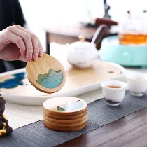 Shengyao bamboo coasters Kung Fu tea accessories Chinese Teacup holder Tea ceremony insulation bamboo mat Creative mat Tea holder set