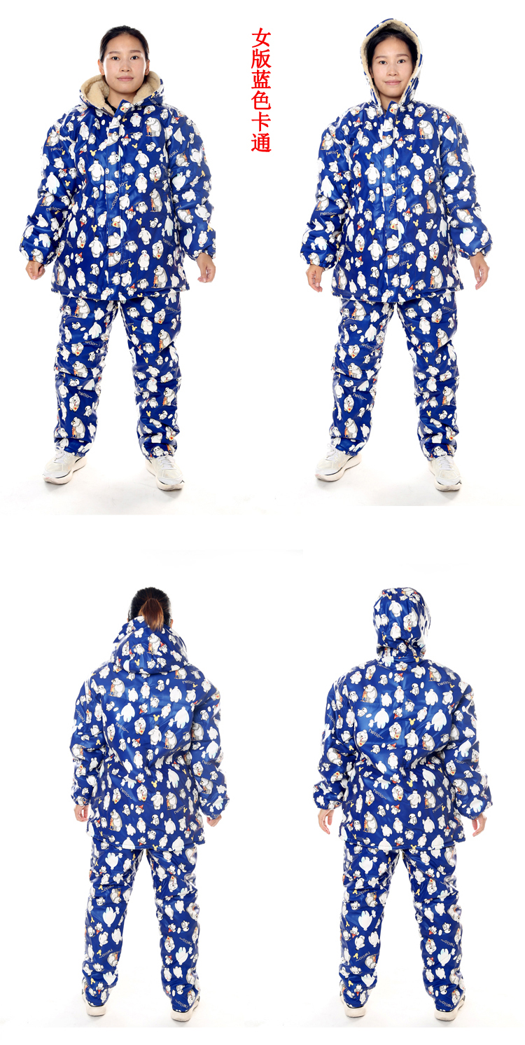 Quần yếm nam phù hợp với áo khoác cotton mùa đông dày bảo vệ áo khoác cotton chống thấm lạnh và da pu chống dầu cộng với nhung nữ đồ bộ đẹp