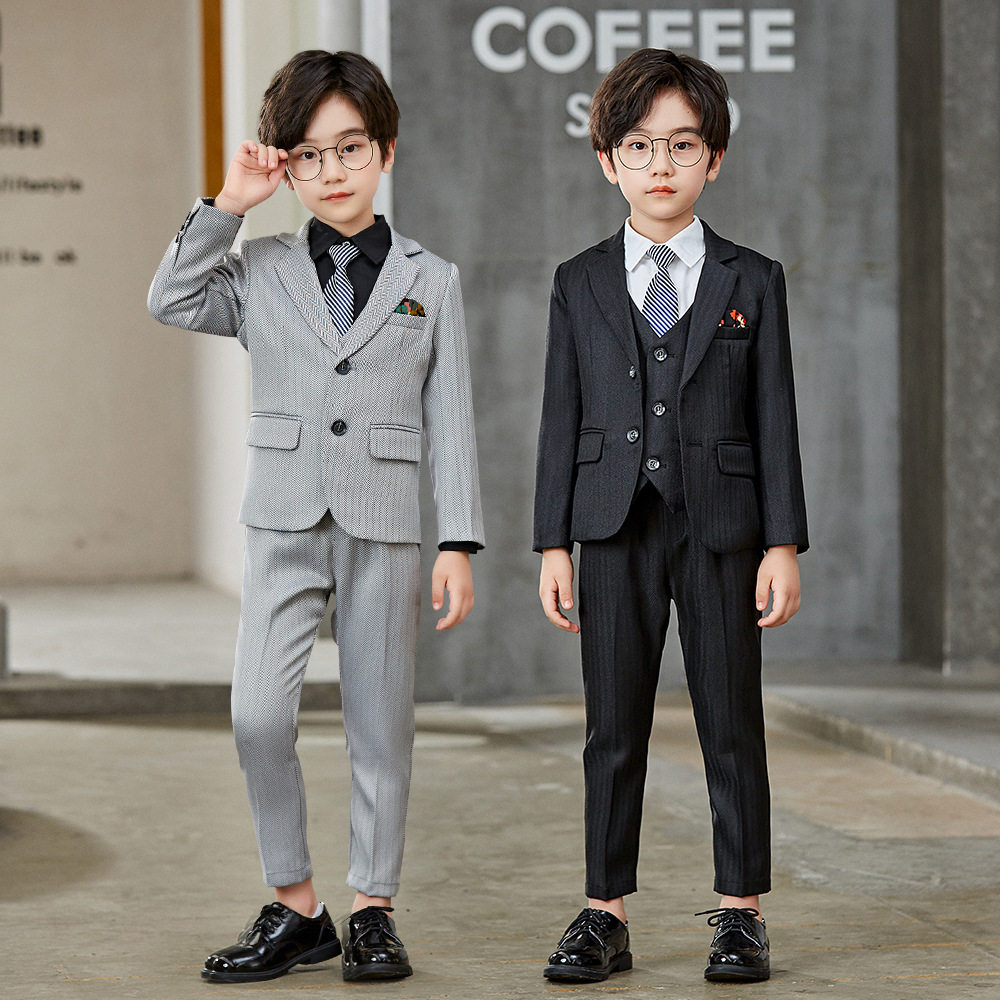 Children's Suit Men's Small Suit Suit Spring and Autumn Piano Show Dress Host Handsome English Boys Suit