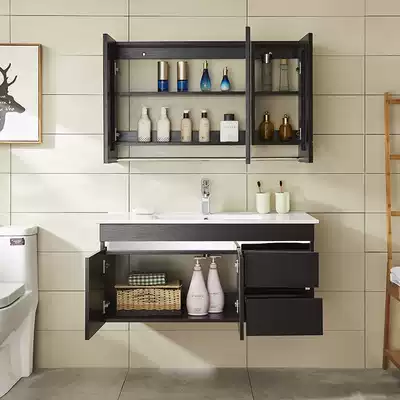 Nordic stainless steel bathroom cabinet combination dressing room simple modern toilet wash table hand wash basin mirror cabinet