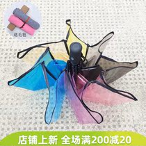 Transparent umbrella female Korean hipster folding three-fold long handle umbrella automatic male student thick cute rainbow umbrella