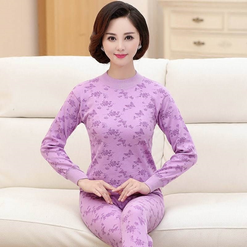 Trung niên womens. Đồ lót ấm thiết mỏng 50 mẹ quần mùa thu 60 người già dài tay đáy áo len bông.