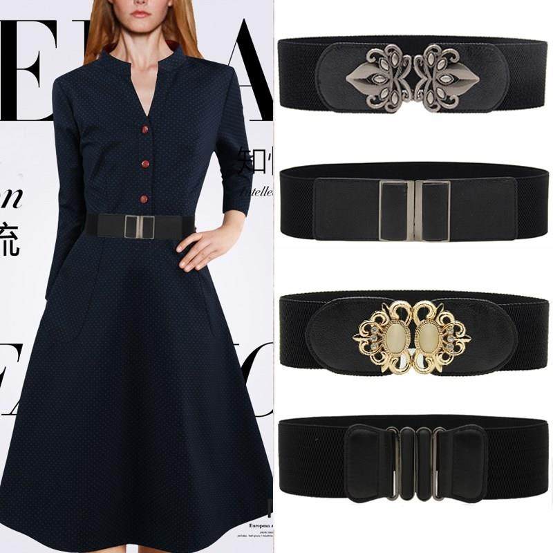 Coarse belt Women's dress Widened Wide Waist Seal Black 100 lap dress Skirt Wide Accessories Ensemble Subleather Strap Big Size 