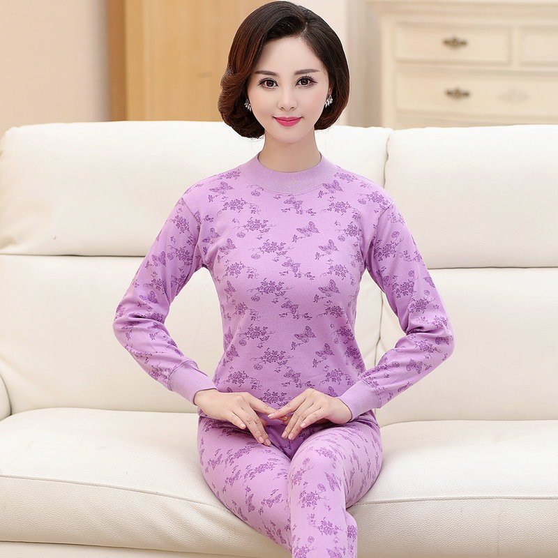 Trung niên womens. Đồ lót ấm thiết mỏng 50 mẹ quần mùa thu 60 người già dài tay đáy áo len bông.