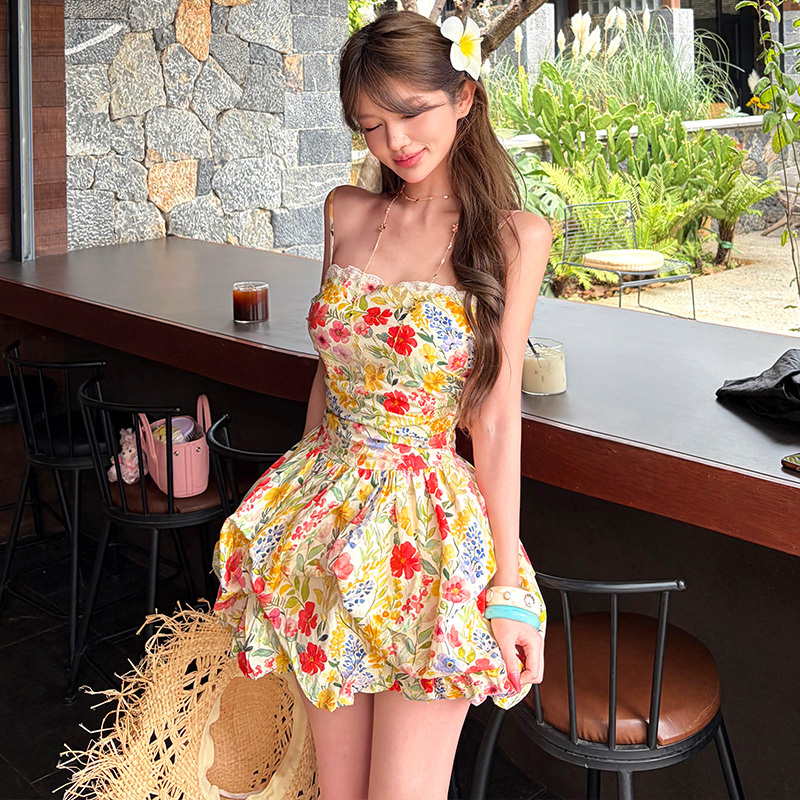 Daydress Beloved Flower Goddess Handmade Pleated Double-Layer Lace Flower Bud Dress Women's New Style