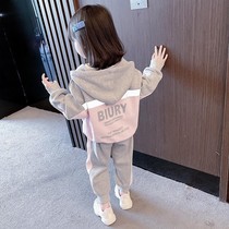 Female Baby Spring Clothing Suit 2022 New Spring Autumn Children Internet Red Girl Foreign Air Sports Leisure Two Sets