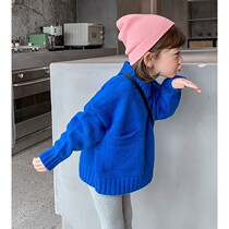 Girl Sweater Spring Autumn Clothing 2022 New Ocean Gas Baby Hooded Jacket Trendy Blouse Children Han Edition Loose Needle Weaters