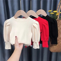 Girls undershirt 2022 Spring new foreign air Han version Spring and autumn in childrens childrens childrens spring clothing online red blouses