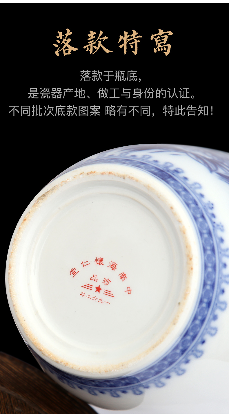 Jingdezhen ceramics archaize large blue and white porcelain vase furnishing articles home sitting room lucky bamboo flower arrangement craft ornaments