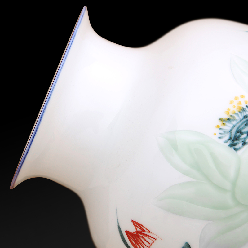 To ceramics color ink graven images lotus vase