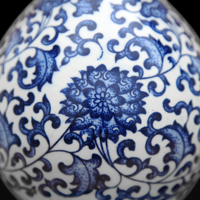 Jingdezhen blue and white porcelain vase bound branch lotus ceramics grain gourd bottle of feng shui furnishing articles furnishing articles sitting room adornment