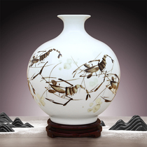 Jingdezhen ceramics hand-painted shrimp fun pomegranate small vase living room decorations office now Chinese craft ornaments