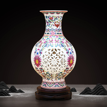Jingdezhen ceramic vase decoration New Chinese pastel desktop living room flower arrangement wine cabinet decoration bottle