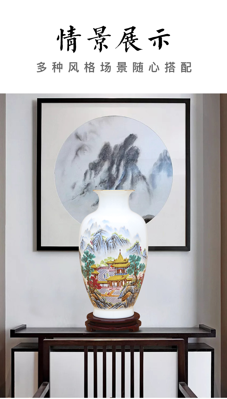 To ceramics high white transparent thin foetus enamel paint mountain yu LouTing vase