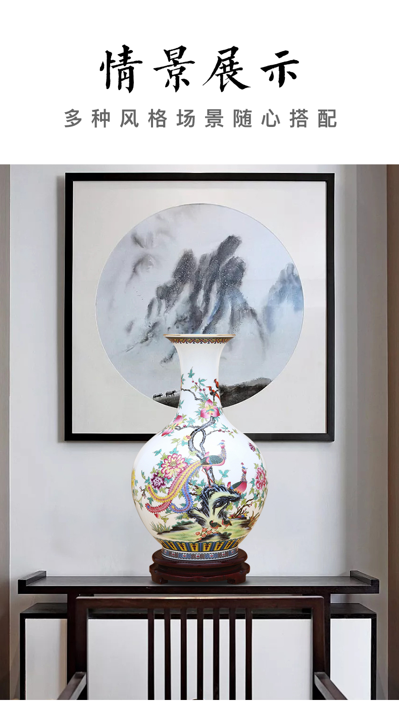 To porcelain industry of jingdezhen ceramic powder enamel vase manual paint circle expressions using phoenix figure furnishing articles of handicraft