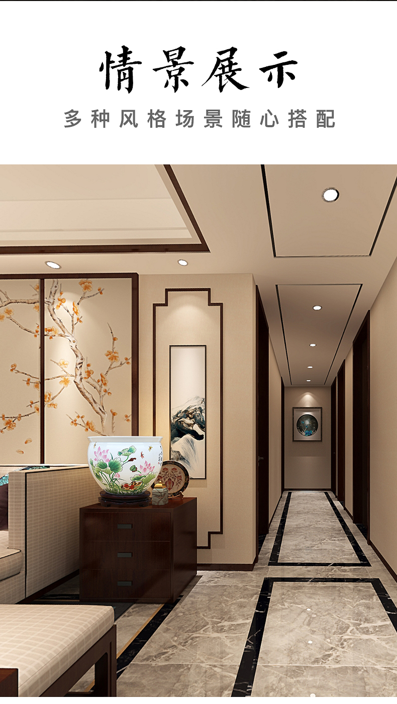 Jingdezhen ceramic furnishing articles hydroponic plant flower implement sitting room aquarium bowl lotus lotus lotus cylinder household decoration