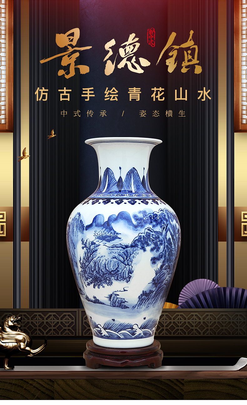 Chinese blue and white porcelain of jingdezhen ceramics hand - made scenery furnishing articles home wine ark, adornment porcelain vase in the living room