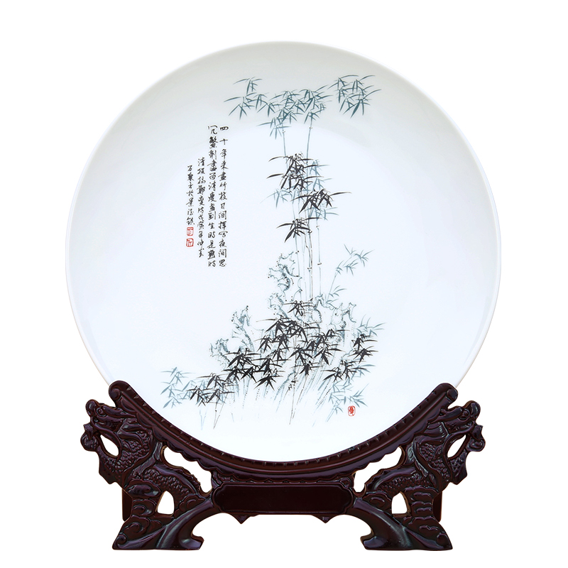 Jingdezhen ceramic plate is placed Chinese style household crafts wine ark, adornment of the sitting room porch swing plate of TV ark