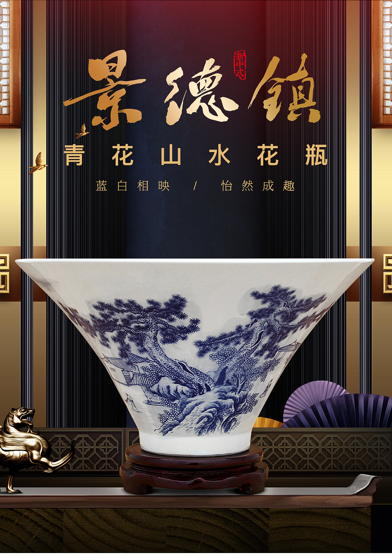 Furnishing articles blue and white porcelain of jingdezhen ceramics decorated bowl hat to use big rainbow such to use web celebrity trill since the media items to use
