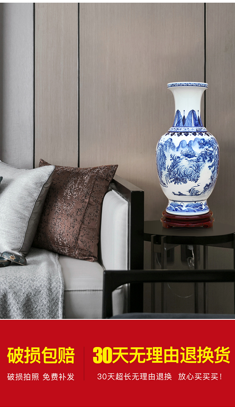 Chinese blue and white porcelain of jingdezhen ceramics hand - made scenery furnishing articles home wine ark, adornment porcelain vase in the living room