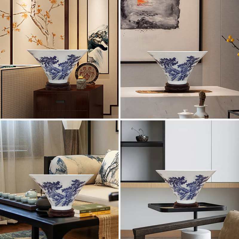 Furnishing articles blue and white porcelain of jingdezhen ceramics decorated bowl hat to use big rainbow such to use web celebrity trill since the media items to use