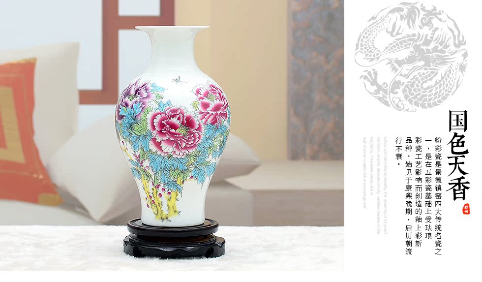 Jingdezhen ceramics trumpet classical famille rose porcelain vase sitting room place home wine ark, adornment ornament