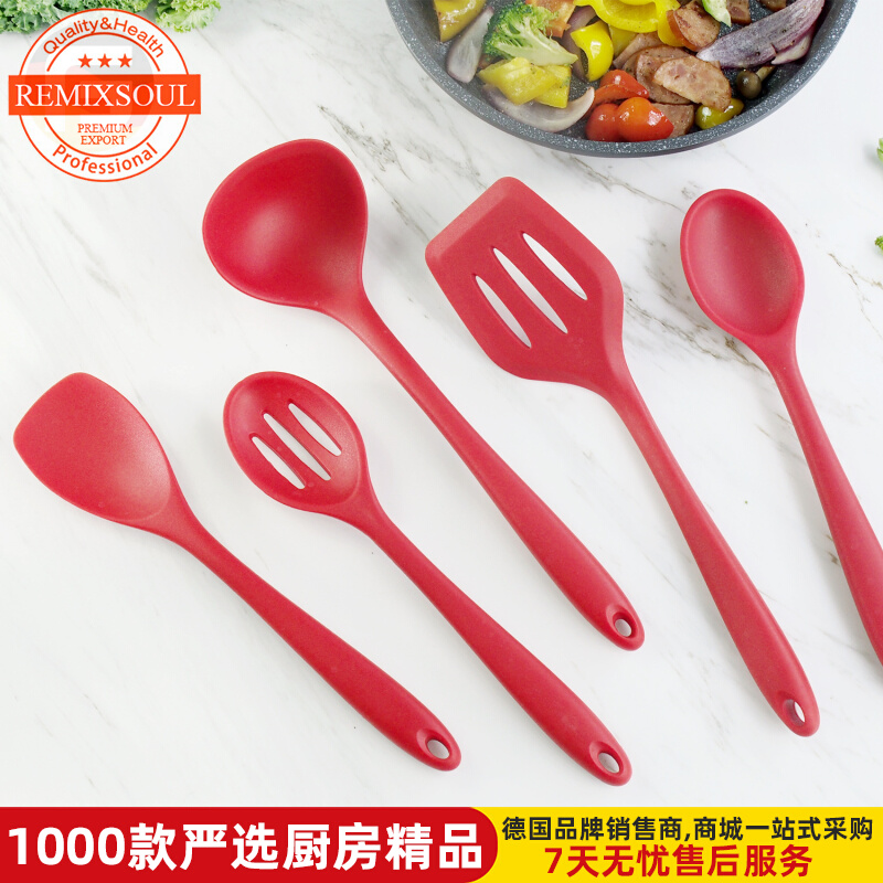 Amazon Food Grade Silicone Cooking Kitchenware 5 Piece Set Silicone Spatula Nonstick Spatula Spoon Kitchen Utensils